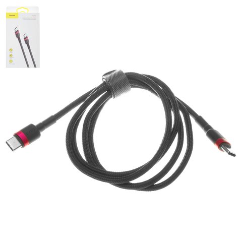 USB кабель Baseus Cafule, 2xUSB тип C, 100 см, 60 Вт, 3 A, чорний, червоний, #CATKLF G91