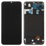 Дисплей для Samsung A205 Galaxy A20, A205F/DS Galaxy A20, M107F/DS Galaxy M10s, чорний, з рамкою, High Copy, з широким обідком, (OLED)