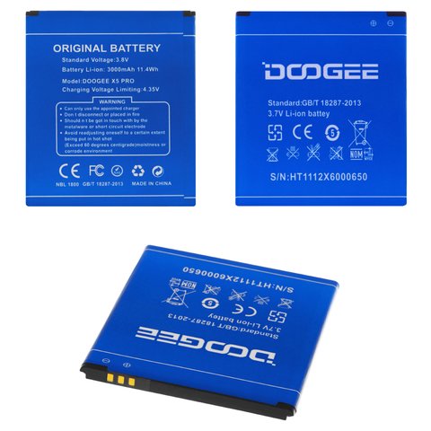 Аккумулятор для Doogee X5, X5 Pro, X5S, Li ion, 3,8 В, 3000 мАч, Original PRC 