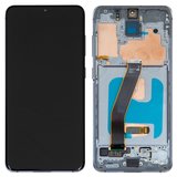 Дисплей для Samsung G980 Galaxy S20, G981 Galaxy S20 5G, білий, з рамкою, Оригінал (переклеєне скло), cloud white