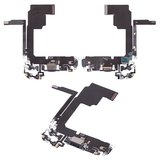 Шлейф для iPhone 15 Pro, конектора зарядки, синій, з мікрофоном, High Copy
