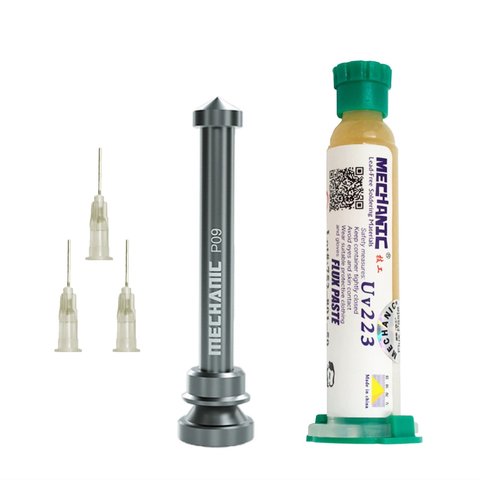 Флюс паста Mechanic UV223, с металлическим поршнем, для бессвинцовой пайки, нейтральный, 10 мл