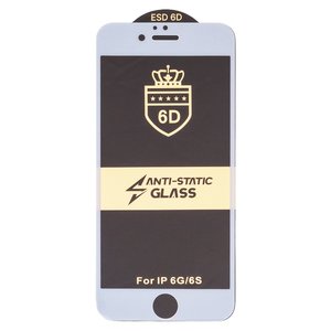 Защитное стекло ESD 6D для Apple iPhone 6, iPhone 6S, совместимо с чехлом, Full Glue, Anti Static, без упаковки , белый