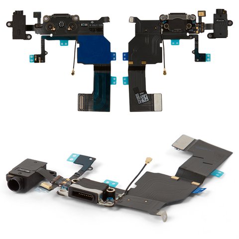 Cable flex puede usarse con iPhone 5C, del conector de carga, del conector de auriculares, negro, con micrófono, con componentes