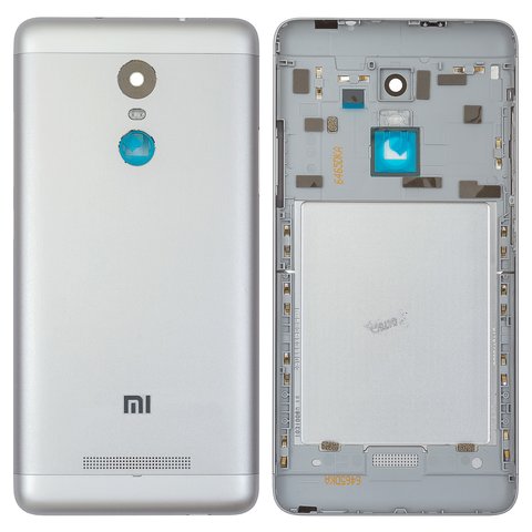 Housing Back Cover compatible with Xiaomi Redmi Note 3i Pro SE, silver, black, with side button, Original PRC  