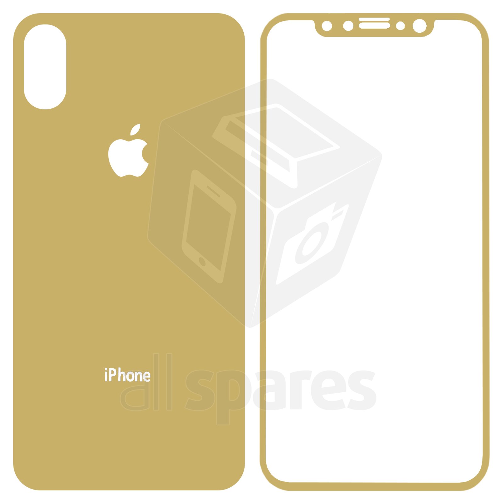 Tempered Glass Screen Protector All Spares Compatible With Apple Iphone X 0 26 Mm 9h Front And Back Golden All Spares