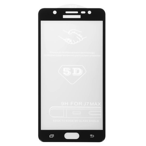 Tempered Glass Screen Protector All Spares compatible with Samsung G615  Galaxy J7 Max, 5D Full Glue, black, the layer of glue is applied to the entire surface of the glass 