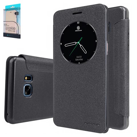 Funda Nillkin Sparkle laser case puede usarse con Samsung N930F Galaxy Note 7, negro, libro, plástico, cuero PU, #6902048150416