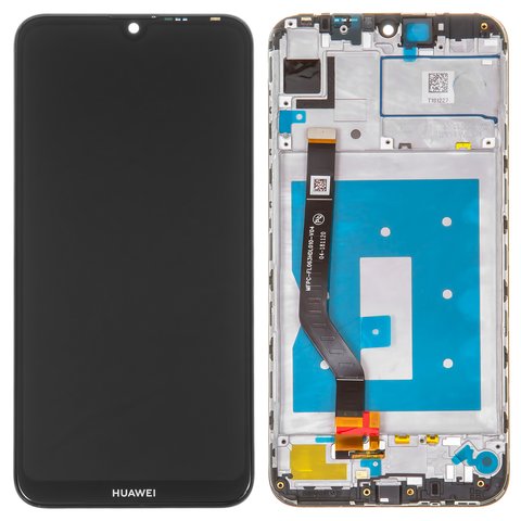 LCD compatible with Huawei Y7 2019 , black, with frame, High Copy, DUB LX1 