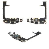 Шлейф для iPhone 11 Pro, коннектора наушников, коннектора зарядки, зеленый, с микрофоном, с компонентами, Original (PRC)