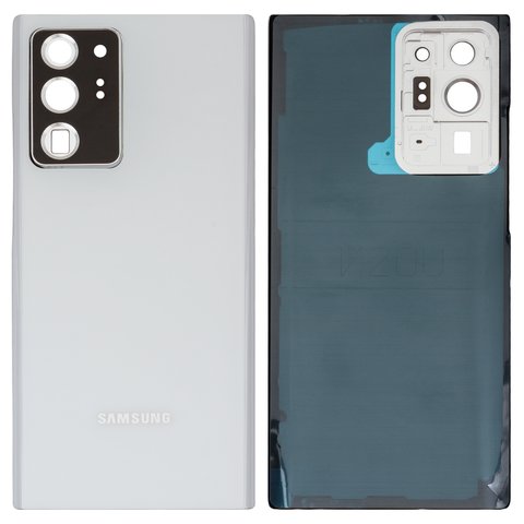 Housing Back Cover compatible with Samsung N985F Galaxy Note 20 Ultra, white, with camera lens 