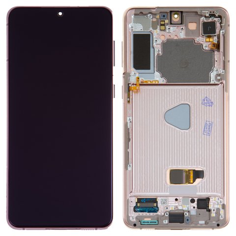 Pantalla LCD puede usarse con Samsung G996 Galaxy S21 Plus 5G, morado, con marco, Original, empaque industrial, phantom Violet, original glass, #GH82 24554B GH82 24553B GH82 27268B GH82 27267B
