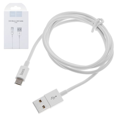 USB дата кабель Hoco X23, USB тип A, micro USB тип B, 100 см, 2 А, белый