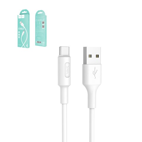 USB дата кабель Hoco X25, USB тип C, USB тип A, 100 см, 2 А, белый