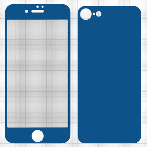 Tempered Glass Screen Protector All Spares compatible with Apple iPhone 7, 0,26 mm 9H, front and back, dark blue 