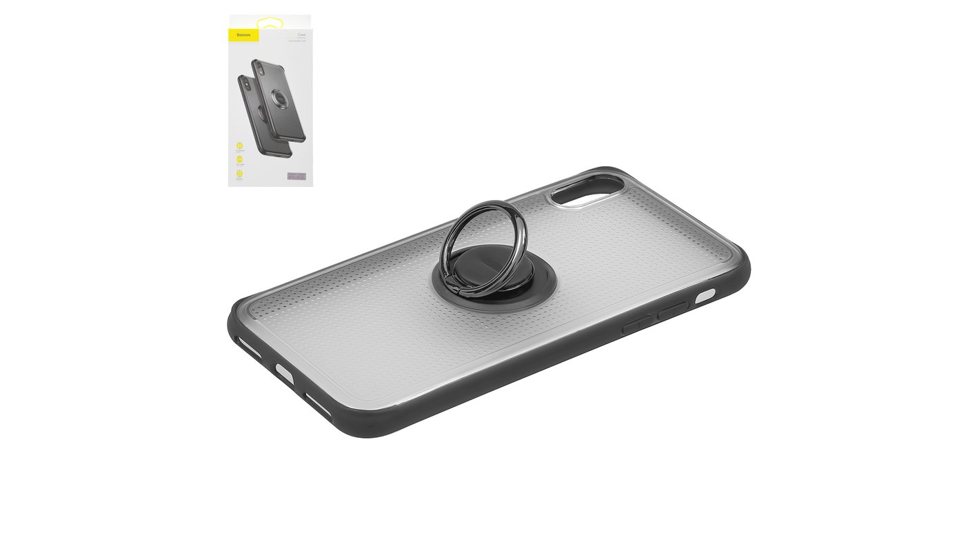 Case Baseus Compatible With Iphone X Iphone Xs Black With Ring Holder Matt Plastic Wiapiph58 Yd01 Gsmserver