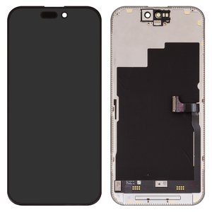 LCD compatible with iPhone 15 Pro, black, with frame, change glass 