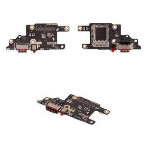 Шлейф для Xiaomi Poco X6 Pro 5G, коннектора зарядки, с микрофоном, c SIM коннектором, High Copy, плата зарядки