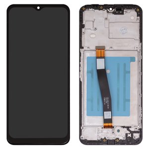 LCD compatible with Samsung A226 Galaxy A22 5G, black, with frame, High Copy 