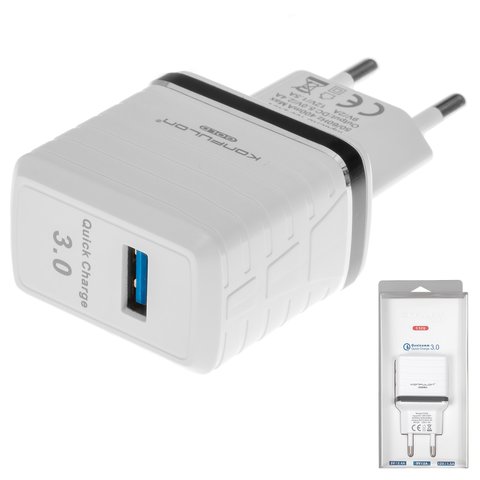 Adaptador de red Konfulon C32Q, Quick Charge, 220 V, USB puertos 5V 2.4A 9V 2A 12V 1,5A , blanco