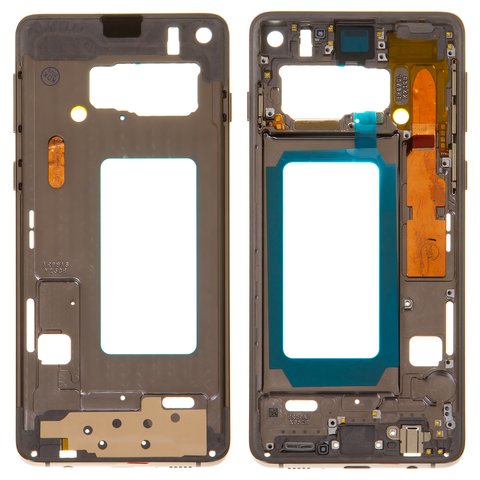 Parte media de carcasa puede usarse con Samsung G973 Galaxy S10, negra, con botones laterales, marco para fijar pantalla