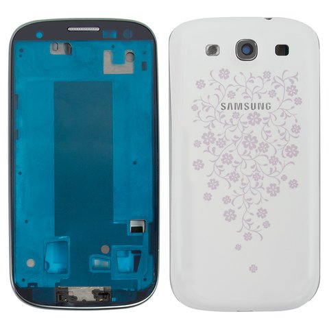 Корпус для Samsung I9300 Galaxy S3, білий, з орнаментом