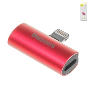 Адаптер Baseus L46, не підтримує функції мікрофона, Lightning to Dual Lightning 2 в1, Lightning, червоний, 2 A, #CAL46 91
