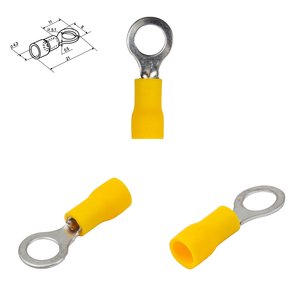 Наконечник RV 1.25 5, 5 мм, кільцевий, ізольований, жовтий, 10 шт., 0,5 1,5 мм²