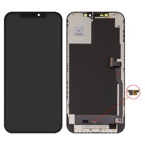 Дисплей для iPhone 12 Pro Max, чорний, з рамкою, High Copy, без мікросхеми, OLED , GX OEM hard