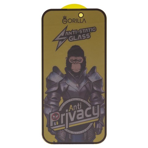 Защитное стекло для Apple iPhone 14 Pro, iPhone 15, iPhone 16, совместимо с чехлом, Full Glue, Anti Static, Anti Peeping, черный, gorilla