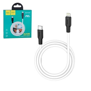 USB кабель Hoco X21 Plus, USB тип C, Lightning, 100 см, 3 A, білий, силіконовий, PD 20W, #6931474742162