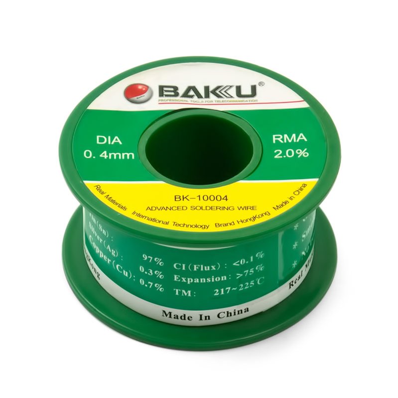Estaño Baku BK10005, Sn 97,Ag 0.3,Cu 0.7, Flux 2 0.4 mm, 50 g