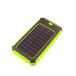 Cargador solar portátil con batería de 10000 mAh (2×USB, IP65, verde) Cargador solar portátil con batería de 10000 mAh (2×USB, IP65, verde)